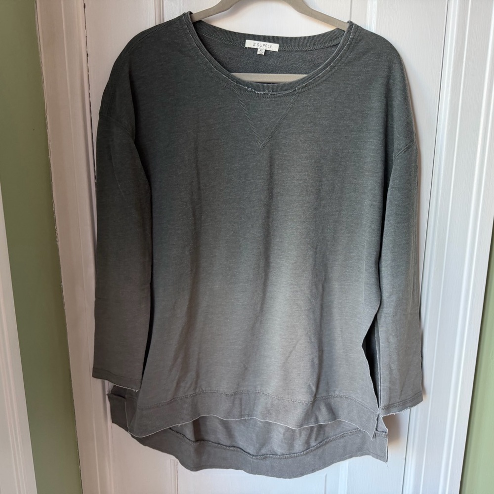 Z Supply Charcoal Gray Ombré Lightweight Pullover Sweatshirt Women’s Size XS